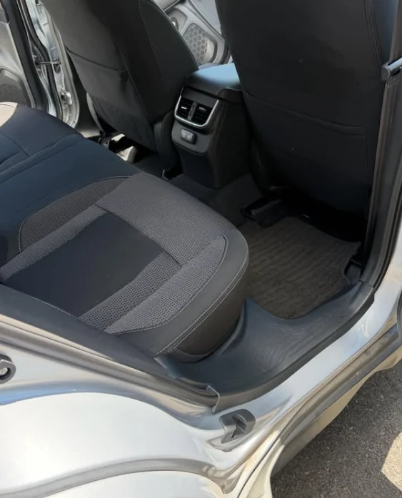 A cleaned rear console and seat backs